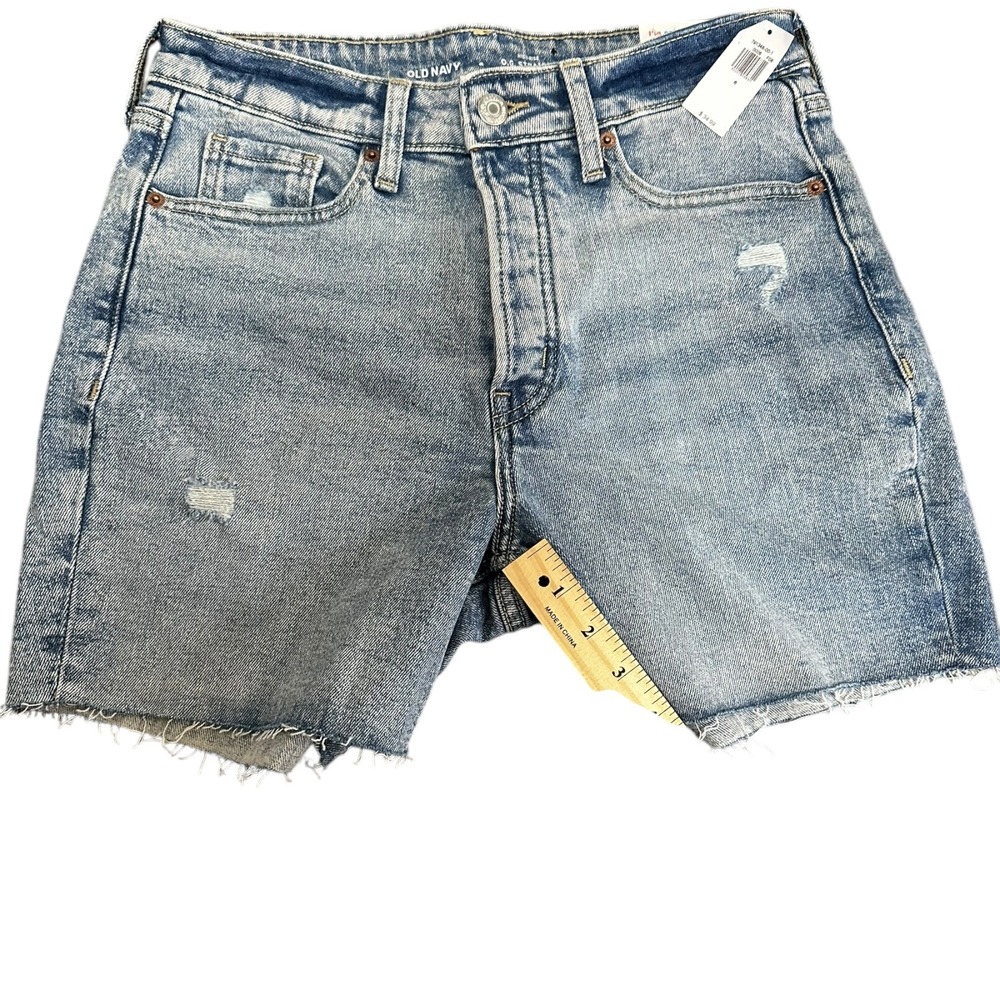 Old Navy Denim Shorts High Waisted‎ Distressed Raw Hem Casual Blue Size 4